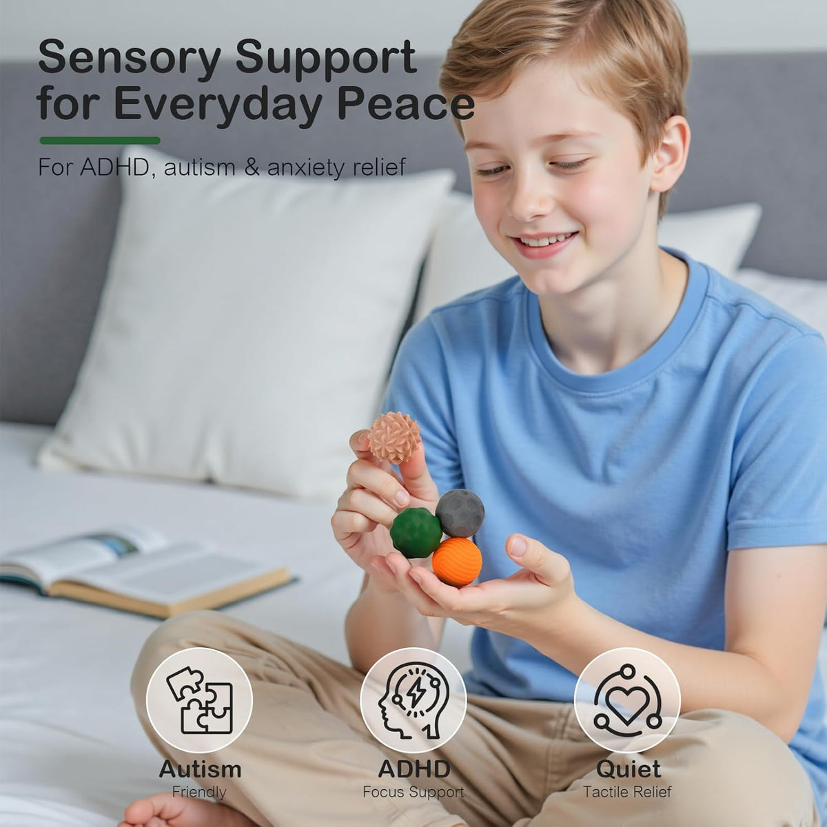 Fidget Toys Adults – 4PCS Magnetic Silicone Stress Balls for Anxiety, Focus & ADHD Relief, Textured Sensory Desk Gadgets, Stocking Stuffers or White