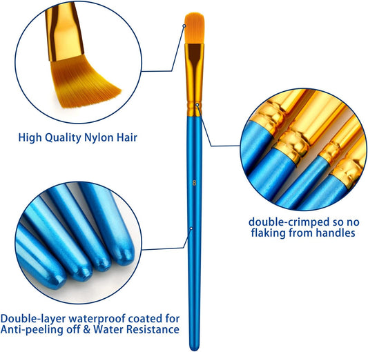 Paint Brushes Set for Acrylic Painting, 20 Pcs Oil Watercolor Acrylic Paint Brush, Artist Paintbrushes for Body Face Rock Canvas, Kids Adult Drawing