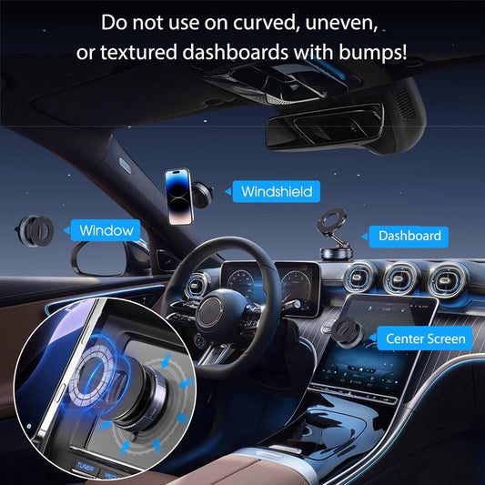 Vacuum Magnetic Suction Phone Holder, Foldable and Retractable Hands-Free Suction Cup Phone Mount for Car/Gym/Mirror/Smooth Surface, Compatible with