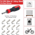 SHARDEN Multi Screwdriver 13-in-1 Screw Driver Adjustable Screwdriver Set Multitool All in One with Torx Security, Flat Head, Phillips, Hex, Square
