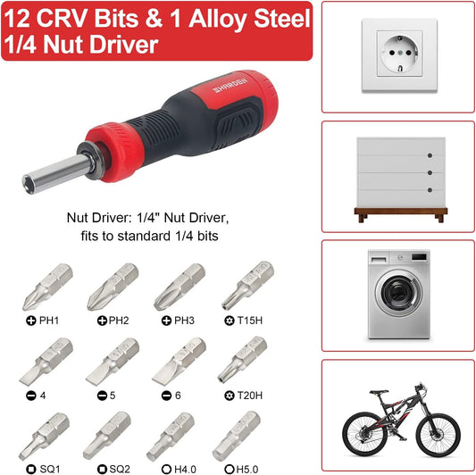 SHARDEN Multi Screwdriver 13-in-1 Screw Driver Adjustable Screwdriver Set Multitool All in One with Torx Security, Flat Head, Phillips, Hex, Square