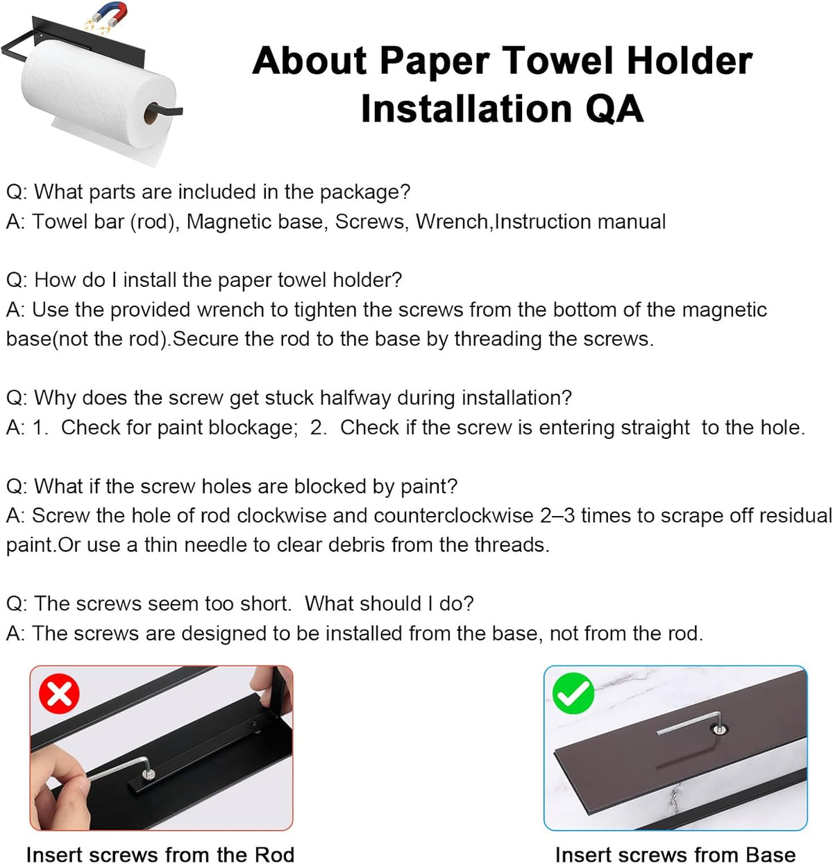 Paper Towel Holder, Magnetic Paper Towel Holder for Fridge, Toilet Paper Roll Holder Magnet Towel Rack Wall Mount Fridge Organizer for Paper Towels