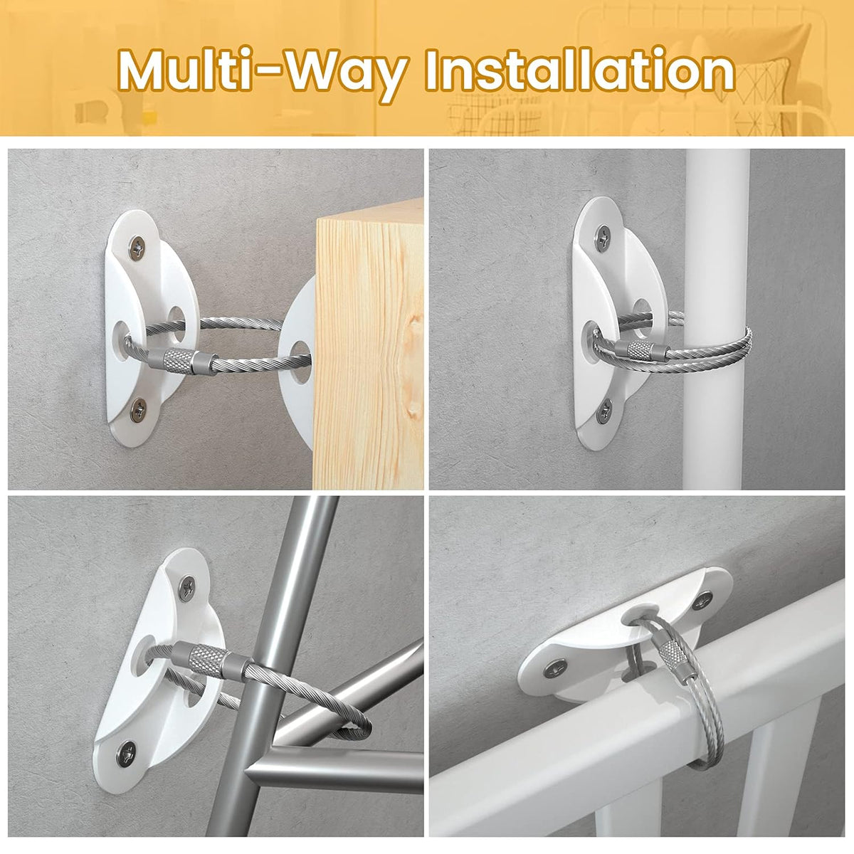 Furniture Anchors (10 Pack) for Baby Proofing, Furniture Straps Anti Tip Furniture Anchor Securing 400 lbs/Keep Baby Pet Safety from Falling
