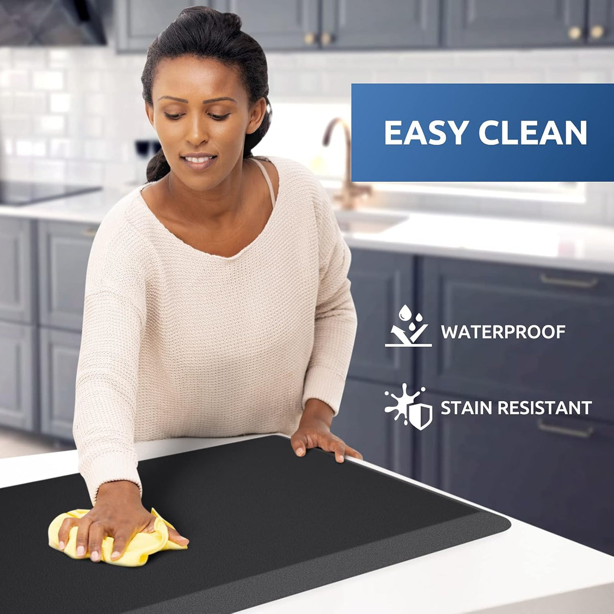 KitchenClouds Kitchen Mat Cushioned Anti Fatigue Rug 17.3"x28" Waterproof, Non Slip, Standing and Comfort Desk/Floor Mats for House Sink Office