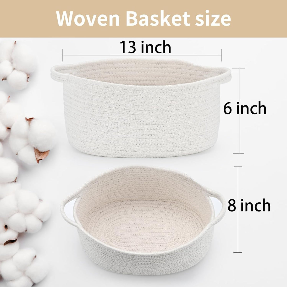 Cute Woven Storage Basket with Handle, Baskets for Gifts Empty, Gift Baskets for Birthday Baby Shower Burr, Decorative Organizer Box for Baby Toy