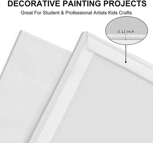 Artkey Canvases for Painting 8x10 Inch 12-Pack, 10 oz Primed 100% Cotton White Blank Canvas Boards for Painting, Art Supplies Paint Canvas Panels for