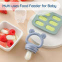 2 Pack Silicone Baby Fruit Feeder with Mini Freezer Tray, Breastmilk Popsicle Molds for Baby Teething Relief, Fresh Food Feeder for Safe Infant Self