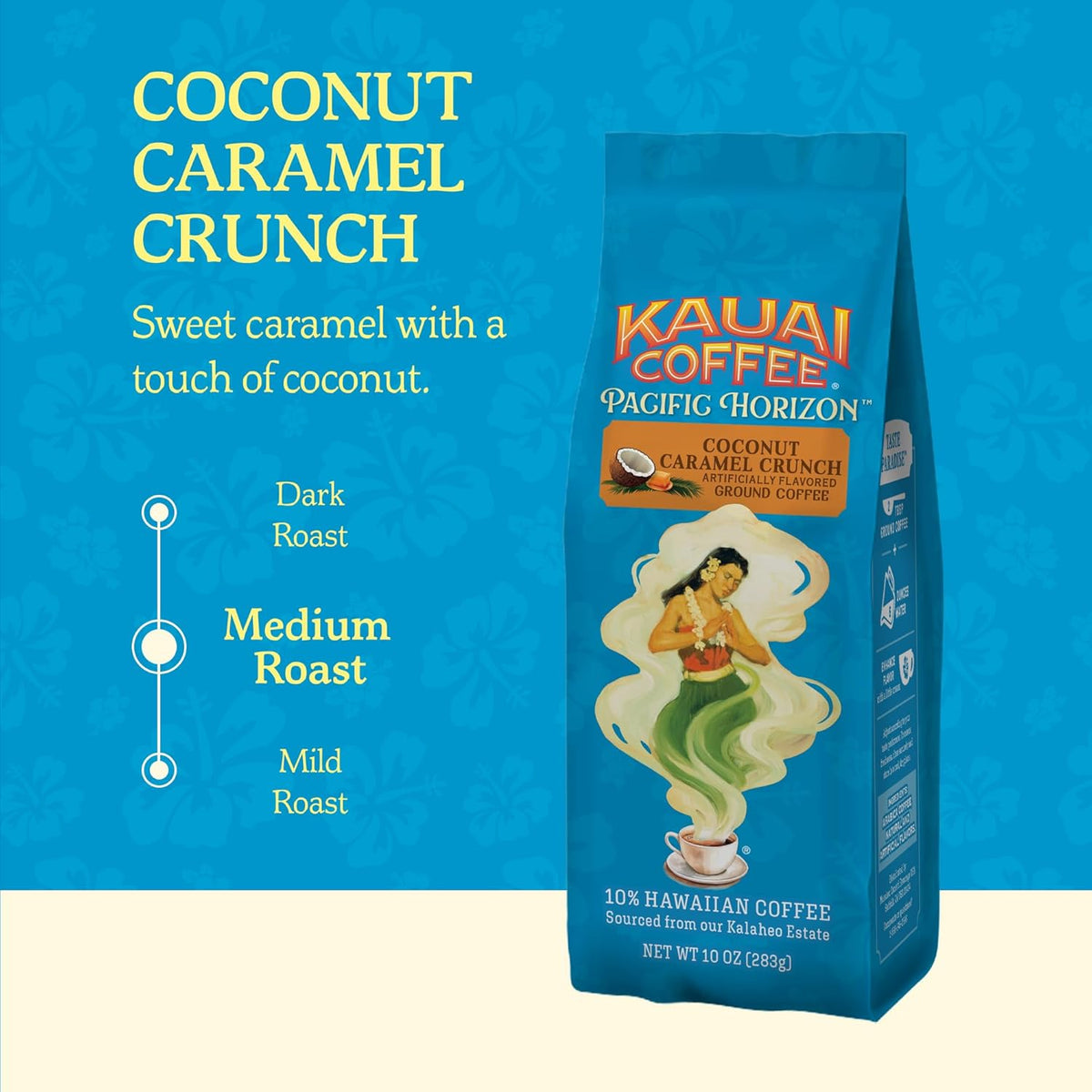 Kauai Coffee Ground Coffee – Smooth, Rich, Medium Roast – Nutty Caramel and Tropical Coconut – Arabica Coffee, 10% Hawaiian with No Bitterness