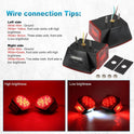 Partsam 12V Submersible Square Led Trailer Light,Red White LED Stop Turn Tail License Brake Running Light Lamp for Trailers Under 80" Boat Trailer