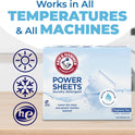ARM & HAMMER Power Sheets Laundry Detergent, Fragrance Free, Dermatologist Tested Concentrated Laundry Detergent Sheets, 50 Count, up to 100 Small