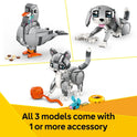 LEGO Creator 3 in 1 Playful Cat Toy - Building Toy with 3 Building Options, Cat, Dog, or Pigeon - Birthday Gift for Kids - Animal Figures for Kids