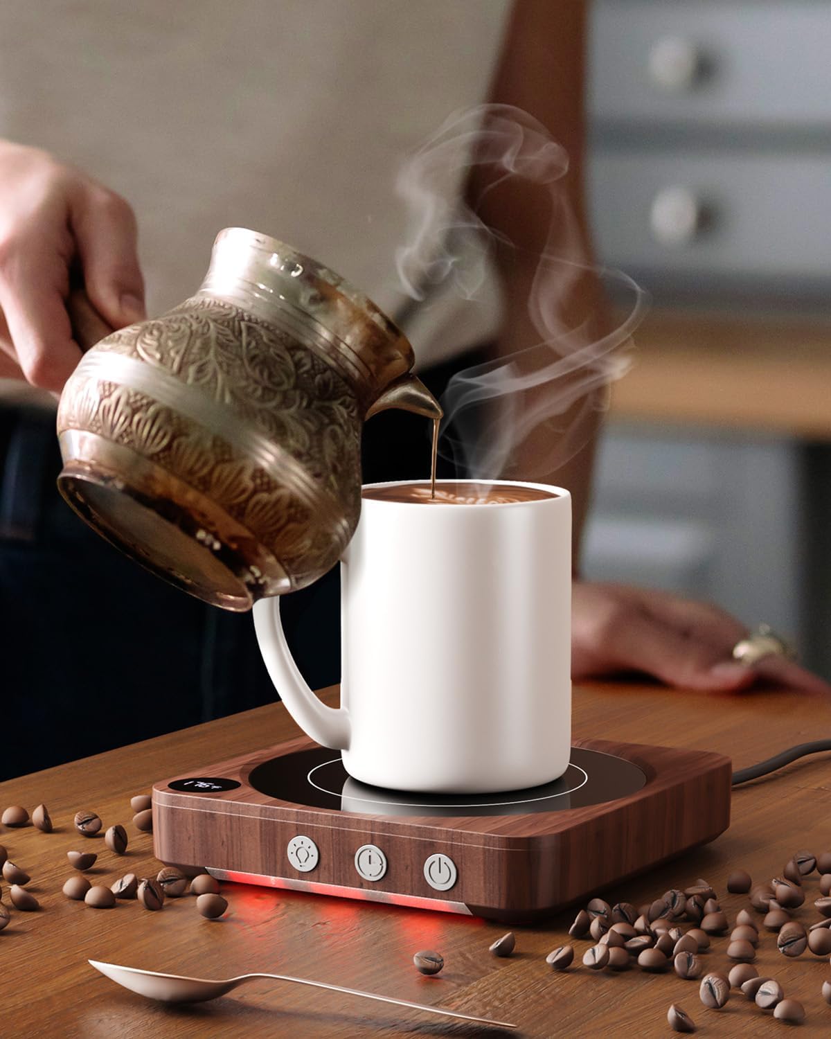 Mug Warmer - 36W Coffee Mug Warmer for Desk with Temperature Display, 2-12Hrs Auto Shut Off, Smart Candle Warmer - Ideal Coffee Gifts Accessories