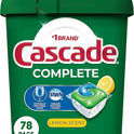 Cascade Complete Dishwasher Pods, Dishwasher Detergent, Lemon Scent ActionPacs, Cleaning Supplies, 78 Count