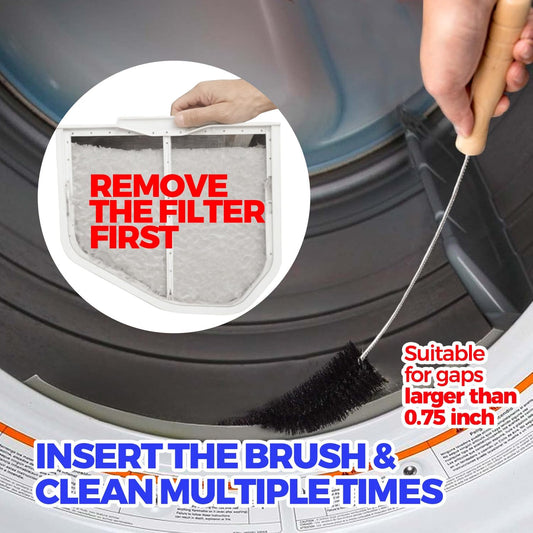 Holikme Dryer Vent Cleaner Kit 2 Pack - Household Cleaning Supplies 304 Stainless Steel Dryer Lint Brush Home Essentials for Lint Trap Dust Vacuum