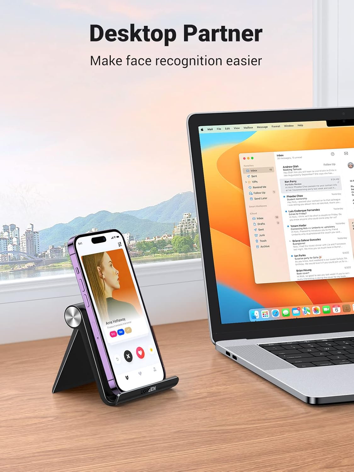 UGREEN Cell Phone Stand Holder for Desk Adjustable Compatible with iPhone 13 12 Pro Max 11 SE XS XR 8 Plus 6 7 Galaxy Note20 S20 S10 S9 S8 Foldable
