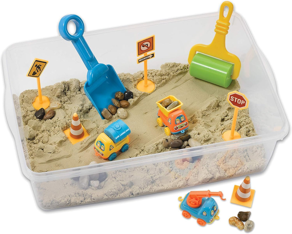Creativity for Kids Sensory Bin: Construction Zone Playset - Preschool Learning Activities, Excavator Toys for Boys Ages 3-5+, Outdoor Toys and Gifts