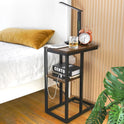 Yoobure C Shaped End Table with Charging Station, Small Side Table for Sofa，26" Tall Tv Tray Couch Table with Storage,Bedside Table with USB Ports