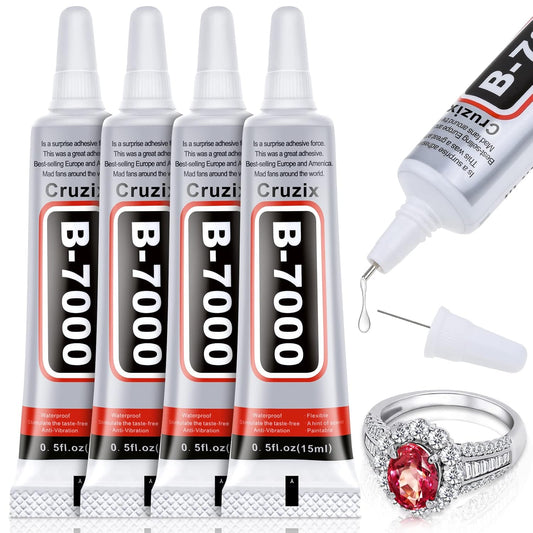 B-7000 Glue Clear for Rhinestone Crafts, Jewelry and Bead Adhesive B7000 Semi Fluid High Viscosity Glues for Clothes Shoes Fabric Cell Phones Screen