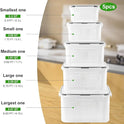 5 PCS Large Fruit Containers for Fridge - Leakproof Food Storage Containers with Removable Colander - Dishwasher & microwave safe Produce Containers