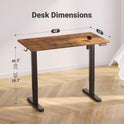 Claiks Electric Standing Desk, Adjustable Height Stand up Desk, 24x48 Inches Sit Stand Home Office Desk with Splice Board, Black Frame/Rustic Brown