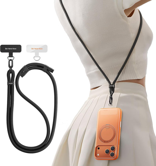 TORRAS Phone Lanyard Crossbody with 2 Phone Tabs, Adjustable Anti Theft Phone Strap for All Phones, Premium Metal Buckles, Skin-Friendly, Universal
