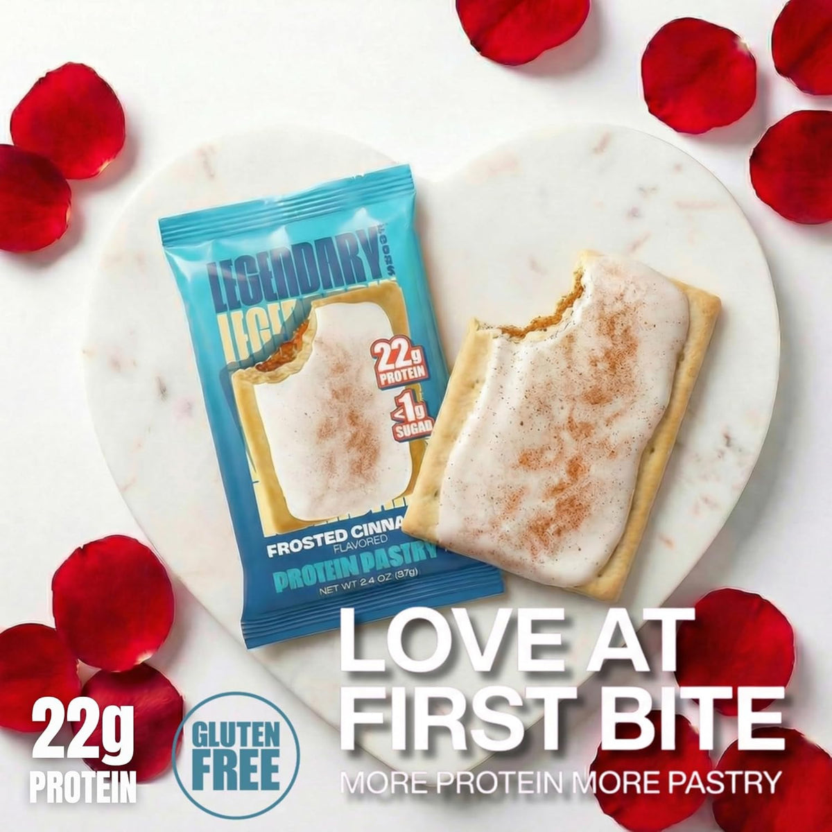 Legendary Foods 22g Protein Pastry 0g Added Sugar, Low Carb, Gluten Conscious, Keto Snack, Ideal for Glucose Management, Includes Whey Protein