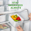 5 PCS Large Fruit Containers for Fridge - Leakproof Food Storage Containers with Removable Colander - Dishwasher & microwave safe Produce Containers