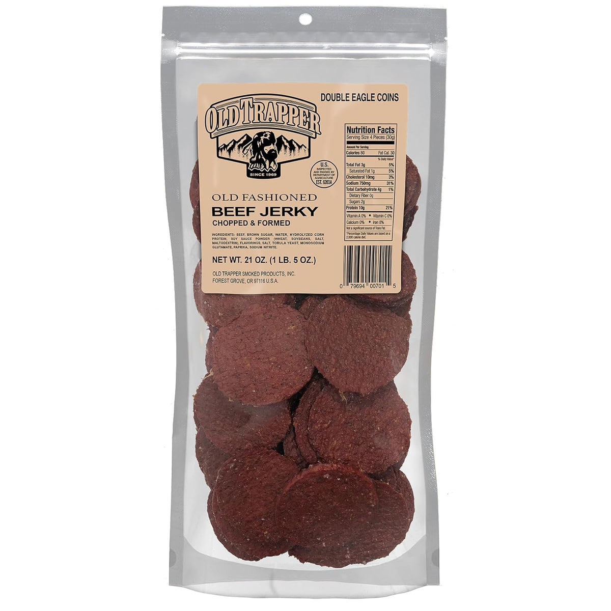 Old Trapper Double Eagle Beef Jerky, Old-Fashioned Flavor, 21 Ounce Package, Delicious Jerky Snacks, 10 Grams of Protein and 80 Calories per Serving