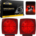 Partsam 12V Submersible Square Led Trailer Light,Red White LED Stop Turn Tail License Brake Running Light Lamp for Trailers Under 80" Boat Trailer