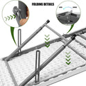 Folding Table 4 Foot Portable Heavy Duty Plastic Fold-in-Half Utility Table Small Indoor Outdoor Adjustable Height Folding with Carrying Handle