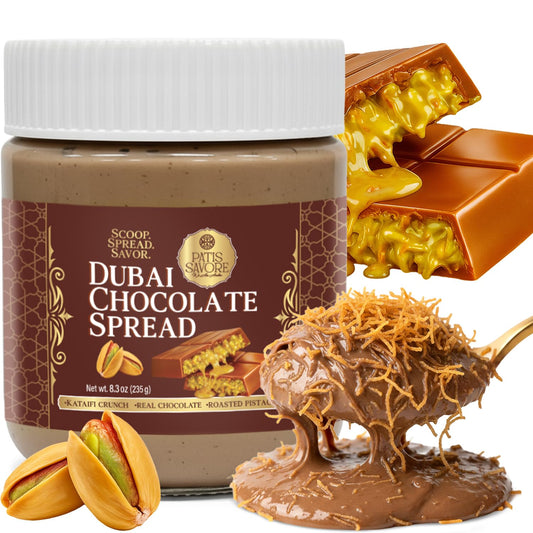 Dubai Chocolate Spread with Kataifi Pistachio Cream – 8.3oz Luxurious Middle Eastern Chocolate Delight – Rich, Creamy Texture, Premium Gourmet Gift