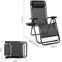 Sweetcrispy Zero Gravity Chairs, Set of 2 Portable Recliner Beach Camping Patio Outdoor Folding Lounge Chair with Cup Holder Trays and Adjustable