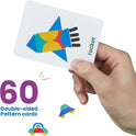 LiKee Open Ended Wooden Shape Puzzles (36 Blocks&60 Cards) for Toddlers 3+ Years Old, Montessori Development Toys Preschool Education Activity Travel