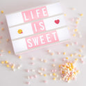 BONNYCO Pink Cinema Light Box with 400 Letters, Emojis, 2 Markers. Led Light Box Home Office and Room Decor, Cinema Led Sign Letters Board. Gifts