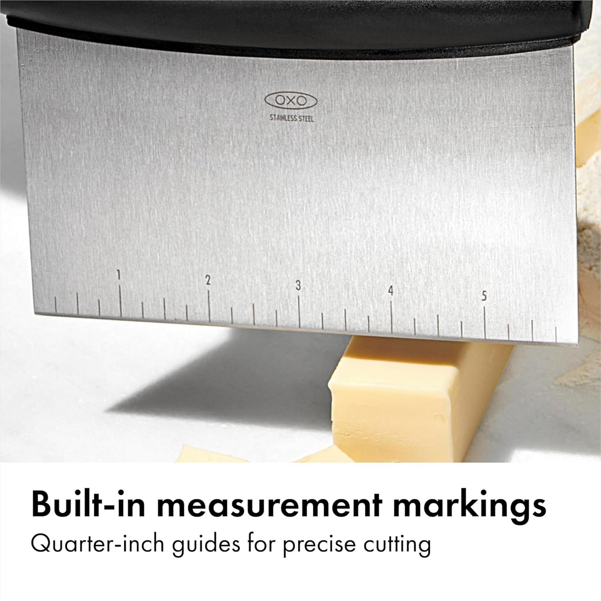 OXO Good Grips Stainless Steel Multi-Purpose Scraper & Chopper, Dough Cutter for Pizza, Bread and Cookie Dough, Multi-Purpose Vegetable Chopper