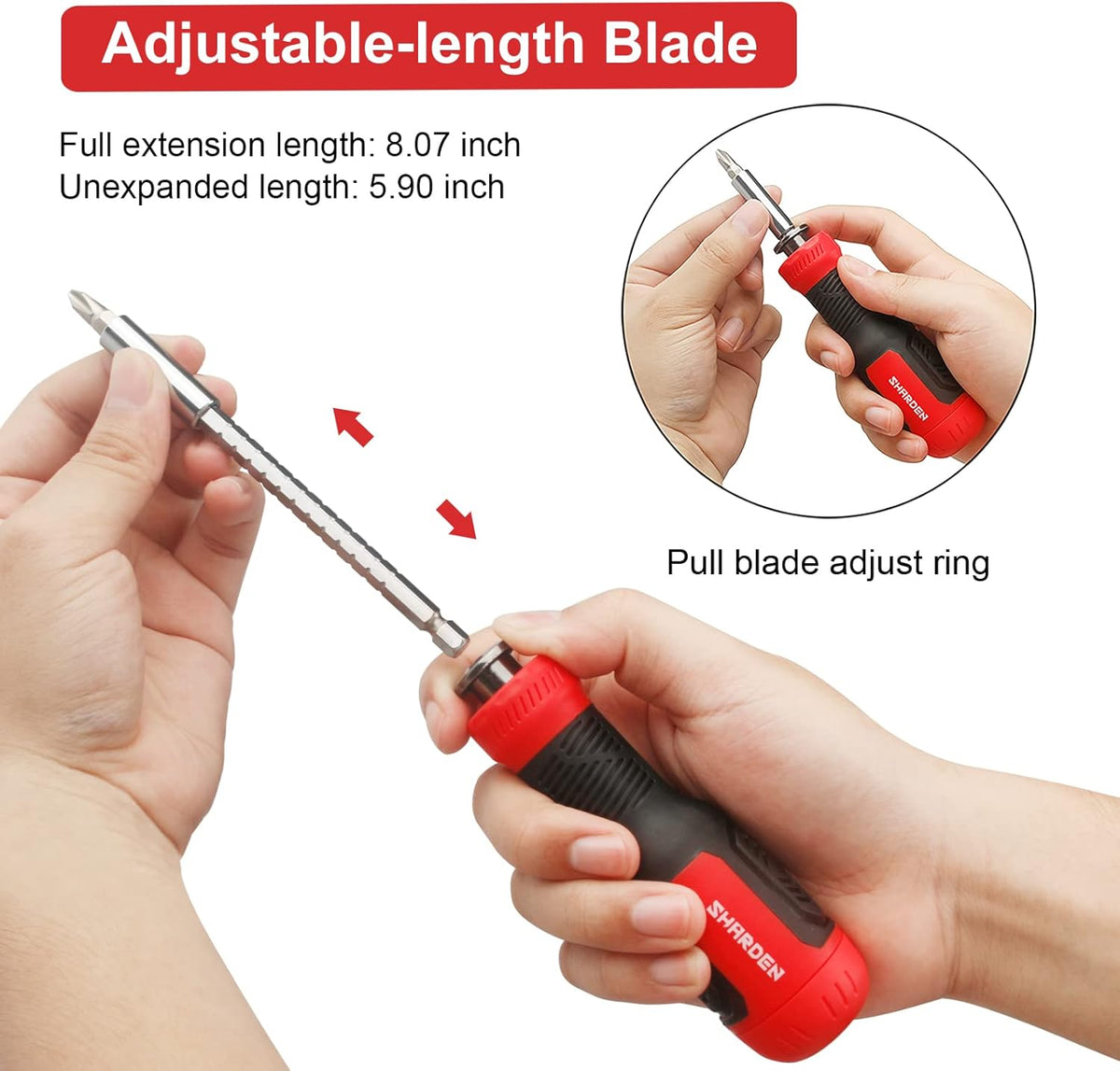 SHARDEN Multi Screwdriver 13-in-1 Screw Driver Adjustable Screwdriver Set Multitool All in One with Torx Security, Flat Head, Phillips, Hex, Square