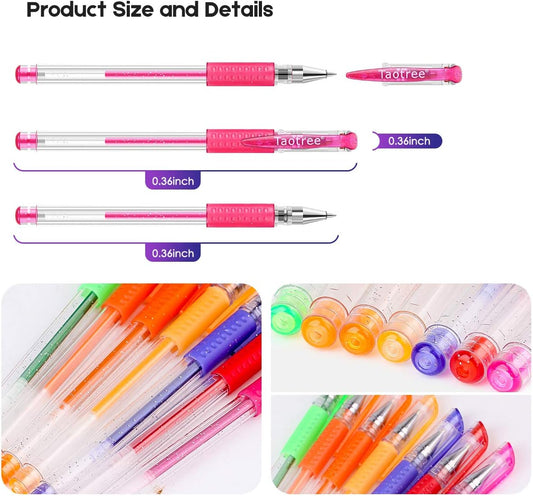 Taotree Glitter Gel Pens, 32 Colors Neon Glitter Pens Fine Tip Art Markers Set 40% More Ink Colored Gel Marker for Adult Coloring Book, Drawing Art