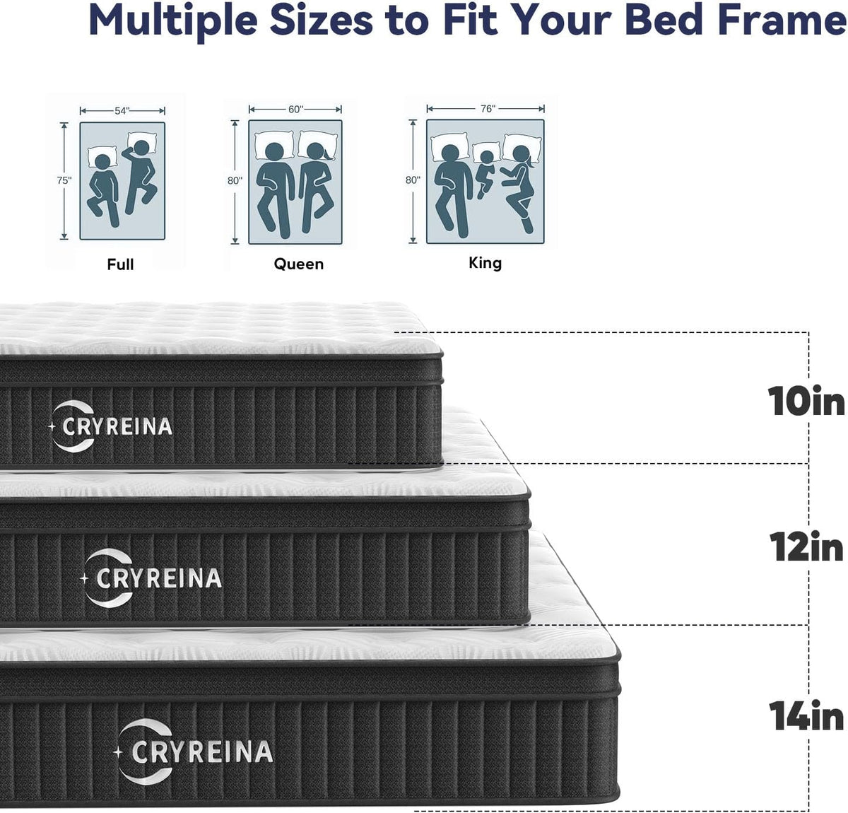 Queen Mattress 12 inch, Hybrid Mattress in a Box, Individually Pocket Springs, Medium Firm Feel for Pressure Relief, Breathable Comfort, CertiPUR-US