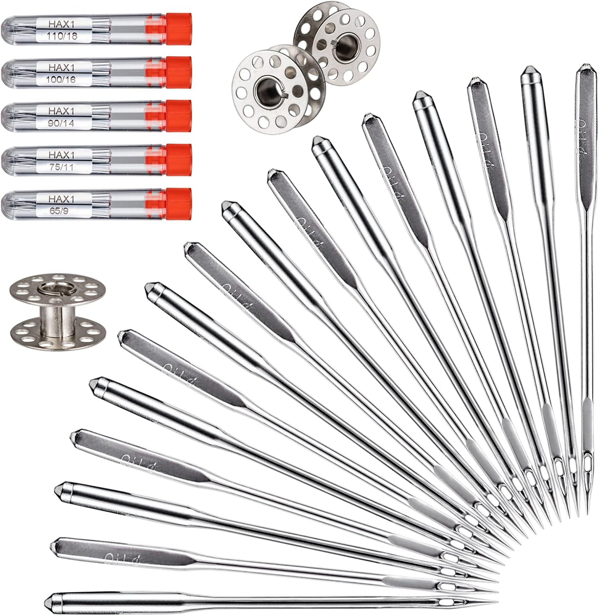 Sewing Machine Needles, 50 PCS Universal Sewing Machine Needle, Compatible with Singer, Brother, Janome, Varmax, Sizes HAX1 65/9, 75/11, 90/14