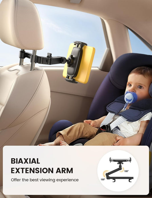 Lamicall Car Headrest Tablet Holder - [3 in 1 Extension Arm] Adjustable Tablet Car Mount for Back Seat, Road Trip Essentials for Kids, for 4.7-11"