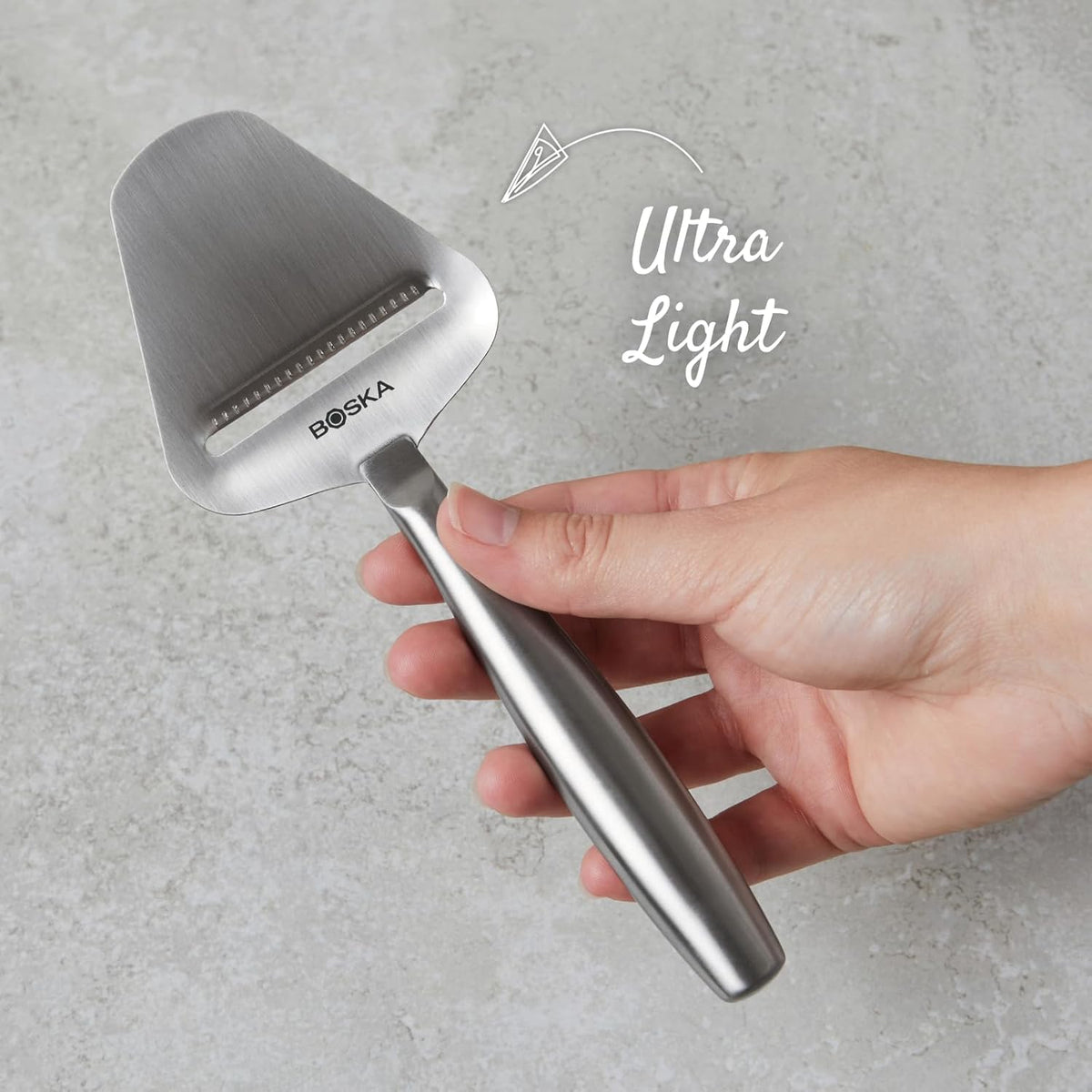 Boska Stainless Steel Cheese Slicer - Copenhagen For All Types of Cheese - Multi-Functional Cheese Slicer - Handheld Slicer - Silver Non-Stick