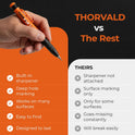 THORVALD New 3-in-1 Carpenter Pencils with Finger Grip for Construction - Incl. 7 Leads + Sharpener - Solid Mechanical Pencils with Fine Point/Best