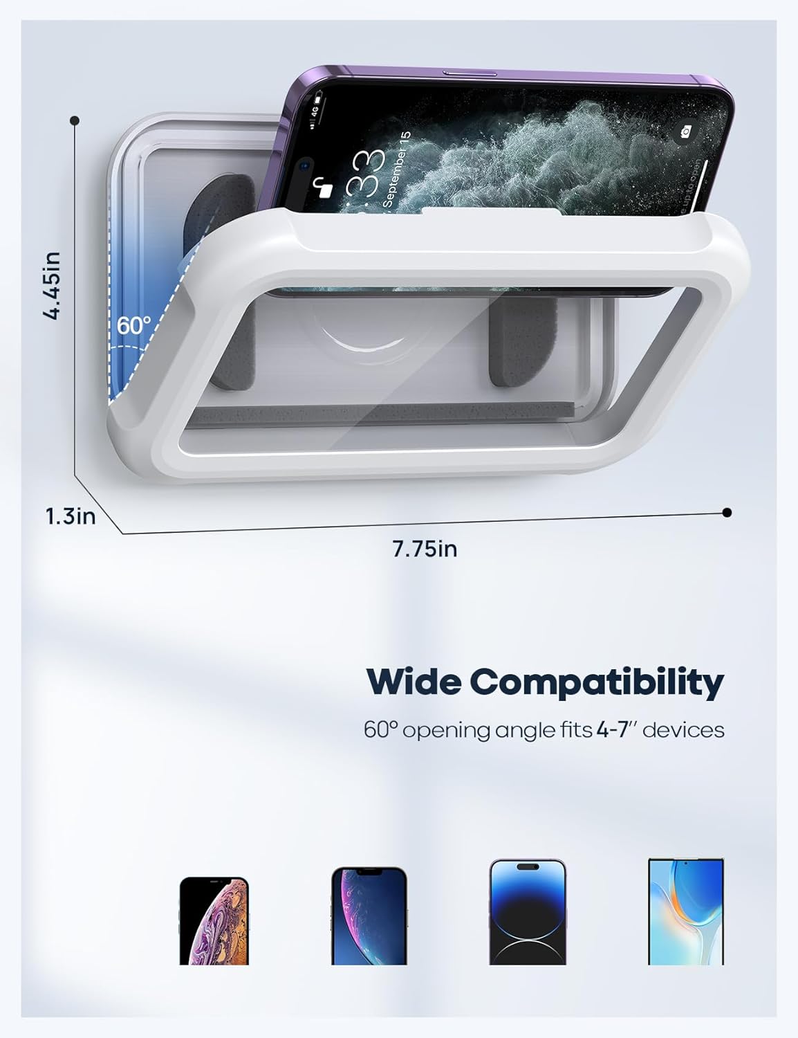 Lamicall Shower Phone Holder Waterproof - 480° Rotatable Retractable Adjustable Shower iPhone Case Holder, Bathroom Wall Phone Mount Stand Water
