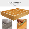 Expandable Bamboo Kitchen Drawer Organizer for Cutlery and Utensils, Adjustable Bamboo Wood Cutlery Tray in Drawer for Flatware and Silverware in