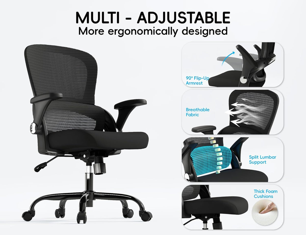 TRALT Office Chair - Ergonomic Office Chair with Back Support, Home Office Desk Chairs, 330lbs Wide Seat Big and Tall Office Chairs, Comfy Desk Chair
