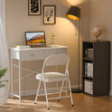 Small Writing Desk for Kids Bedroom, 31.5 Inch White Computer Desk for Small Spaces, Simple Desk with 2 Fabric Drawers for Home Office, Dorm, Living