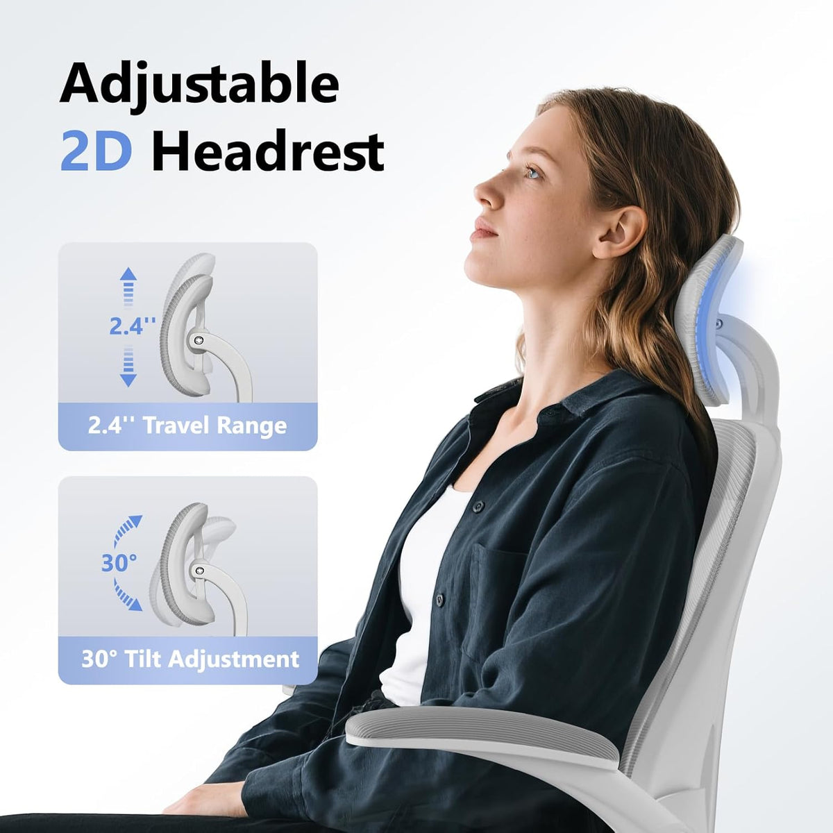 Ergonomic Office Chair M903, Computer Desk Chair with Wheels, High Back Mesh Office Chair with Adjustable Lumbar Support, Headrest, Flip-Up Armrests