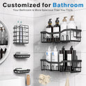 5-Pack Rustproof Stainless Steel Shower Caddy Set– No Drill Adhesive Bathroom Organizer, Space-Saving Shower Shelves for Apartment Essentials