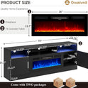 oneinmil 70" Fireplace TV Stand with Power Outlet for TVs Up to 80", Electric Fireplace Entertainment Center with LED Lights & Storage Cabinets