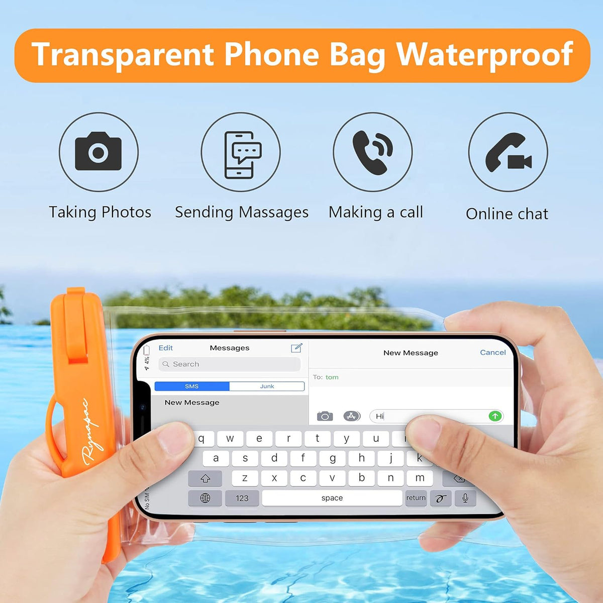 Waterproof Phone Pouch Bag - 7.5in Water Proof Cell Phone Case for Beach Travel, IPX8 Dry Bag with Lanyard for iPhone 16 15 14 Pro Max Galaxy S25